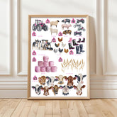 PINK Farming 123 - Watercolour Art Print - Limited Edition